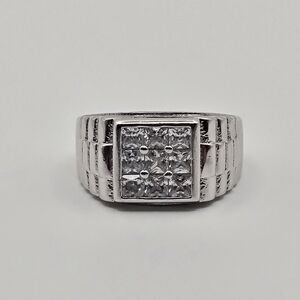 Men's Silver Square CZ Ring